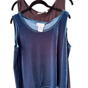 SET OF 2 Susan Graver QVC Tanks Velvet Liquid Knit, Both Fit Size L